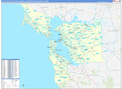 San Francisco-Oakland-Hayward Metro Area Wall Map Basic Style 2024